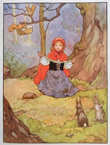 Little Red Riding Hood, illustrasjon fra 'The Beautiful Book of Nursery Rhymes, Stories and Pictures', av Frank Adams, utgitt av Blackie und Son av Frank Adams