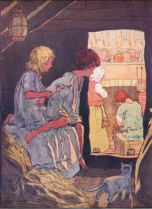 Barna fikk ikke sove, fra Hansel and Gretel utgitt av Blackie & Son Limited, ca. 1940 av Frank Adams