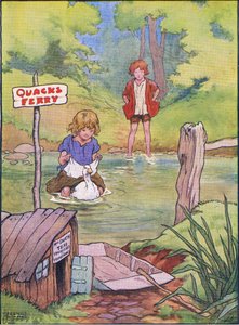 Anden overtok dem én om gangen på ryggen hennes, fra Hansel and Gretel utgitt av Blackie & Son Limited, ca. 1940 av Frank Adams