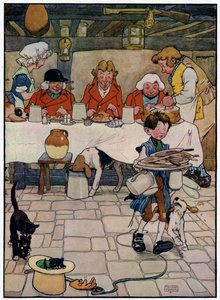 Three Jolly Huntsmen (farge litho) av Frank Adams