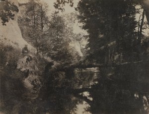 Landskap med sittende figur på bekkebredd, ca. 1856. av Frank Chauvassaignes