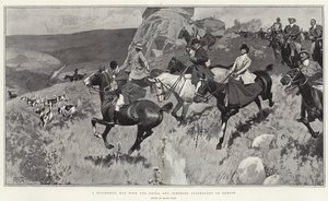 En vellykket dag med Devon og Somerset Staghounds på Exmoor (litho) av Frank Craig