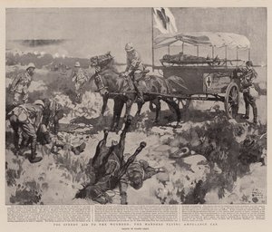 For rask hjelp til de sårede, Manders Flying Ambulance Car (litho) av Frank Craig