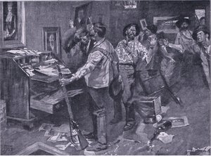 Respektert selv av fiender: en hendelse av et boerraid i Natal, illustrasjon fra After Pretoria: The Guerilla War, 1902 av Frank Craig