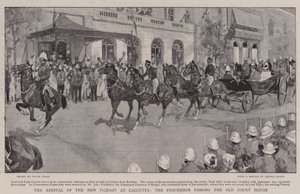 Ankomsten av den nye visekongen til Calcutta, prosesjonen passerer det gamle rettshuset av Frank Craig