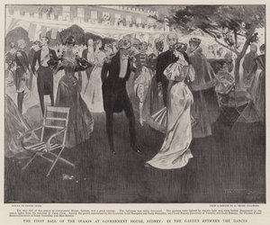 Sesongens første ball i Government House, Sydney, i hagen mellom dansene av Frank Craig
