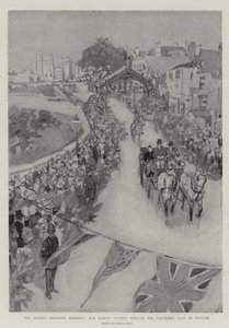 Dronningens åttiende bursdag, Hennes Majestet kjører gjennom triumfbuen i Windsor av Frank Craig