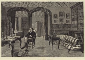 Lord Beaconsfield i biblioteket hans på Hughenden