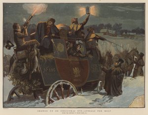 Snødd opp på julaften, appellerer om hjelp (chromolitho)