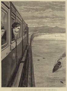 Dronningens retur fra høylandet, Hennes Majestet krysser Tay Bridge, Dundee