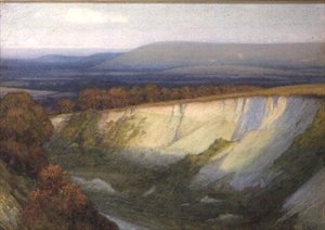 Kveldslys faller på et steinbrudd av Frank Dicksee