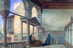 Loggia, sommermottak, Memlook Radnau Beys House, Kairo, 1870 av Frank Dillon