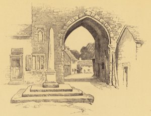 Cartmel, klosterporten (lito) av Frank Greenwood
