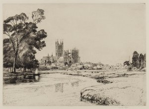 Canterbury fra Meadows, 1930 av Frank Short