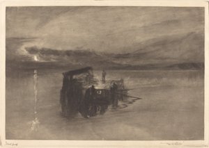 Tømmerflåten på Rhinen, 1898. av Frank Short