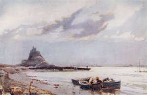 Holy Island (farge litho) av Frank Southgate