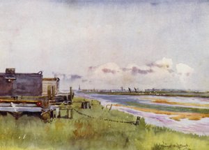 Norfolk Broads: Yarmouth fra Breydon (farge litho) av Frank Southgate