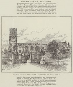 Hanmer Church, Flintshire, ødelagt av brann, 3. februar av Frank Watkins