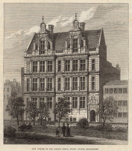 Nye kontorer til London School Board, Thames Embankment (gravering) av Frank Watkins