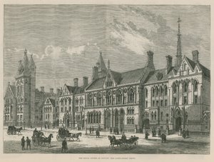 The Royal Courts of Justice: Carey Street-fronten (gravering) av Frank Watkins