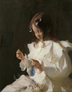 Portrett av et barn som syr av Frank Weston Benson