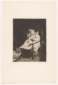 Kind op een stoel kaller på Ten Etchings, tegnet og gravert av F. Bonvin, Painter (serietittel) av François Bonvin