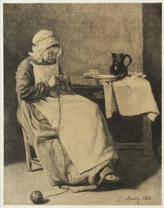 Tjenerstrikking, 1861 av François Bonvin