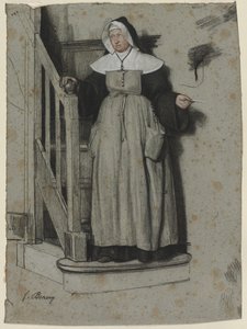 Opptaksbrevet, interiøret i et kloster av François Bonvin