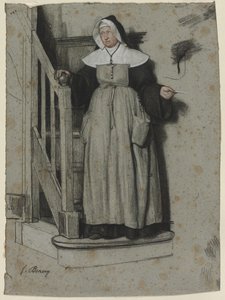 Opptaksbrevet, interiøret i et kloster, ca. 1867. av François Bonvin