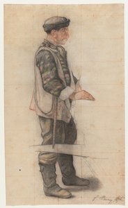 Bårebærerstudien for The Fallen Roofer, 1876. av François Bonvin