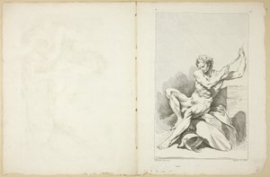 Academic Nude (recto and verso), fra Second Book of Academic Figures delvis gravert av professorene ved Royal Academy av François Boucher