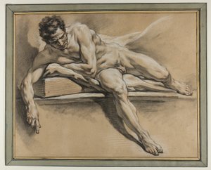 Akademisk studie av en liggende naken mann av François Boucher
