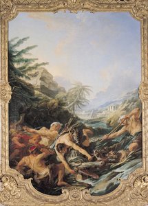 Krokodillejakt (olje på lerret) av François Boucher