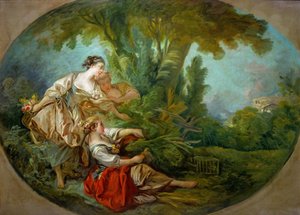 Lappeau, sa. Lappeau, dit loiseau fanget i garnene Lokkefuglen, også kalt The bird cau av François Boucher