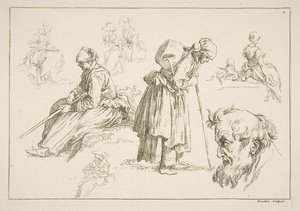 Ark med skisser, 1753. av François Boucher