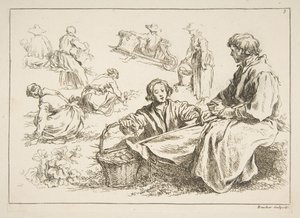 Ark med skisser, 1753. av François Boucher