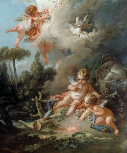 Engeldetaljens kjærlighetsmål. Maleri av Francois Boucher (1703-1770) 1758 Søn. 2,58x1,67 m Paris, av François Boucher