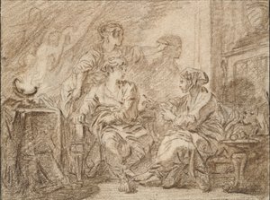 The Invention of Drawing, midten av 1700-tallet av François Boucher