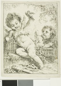 To putti med en fugl av François Boucher