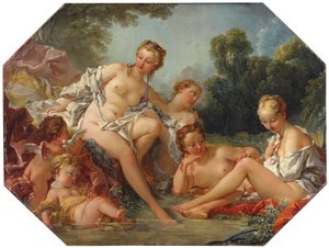 Venus i hennes bad omgitt av nymfer og amoriner, ca. 1740-50