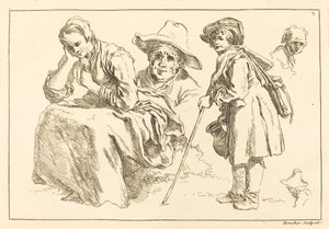 Figurstudier inkludert stående gutt som holder en mugge av François Boucher after Abraham Bloemaert