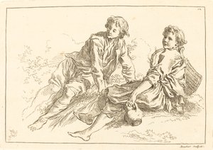 Tilbakelente gjetergutter av François Boucher after Abraham Bloemaert