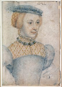 Portrett av Anne de Pisseleu, kone til Louis de Coesmes, Lord of Lucé (1520 -? ). Tegning med svart stein og blod av Francois Clouet (1515-1572) av François Clouet