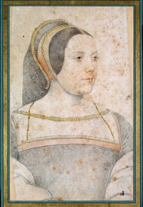 Portrett av Judith av Assigny, kona til Jean de Crequi, far til Cannaples (1502 - 1558). Tegning med svart stein og blod av Francois Clouet (1515-1572) av François Clouet