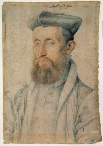 Portrett av Mellin de Saint-Gelais (eller Saint Gelais, Saint Gelays, Saint Gelays, Saint-Gelais, Sainct Gelais) (1495-1558), fransk poet. Tegning med blod og svart stein av Clouet Francois (1515-1572), ca. 1500. Chantilly, Musee Conde av François Clouet