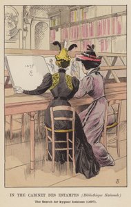 I Cabinet des Estampes, Bibliotheque Nationale, jakten på svunne moter, 1897 av François Courboin