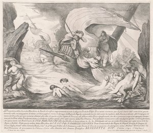 Seconda Macchina for Chinea av 1742: Ulysses and the Sirens av François Hutin