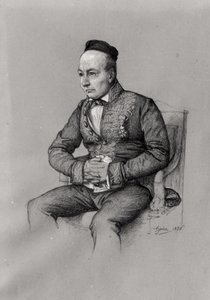 Portrett av Charles Augustin Sainte-Beuve (1804-69) 1856 (kritt på papir) av François Joseph Heim