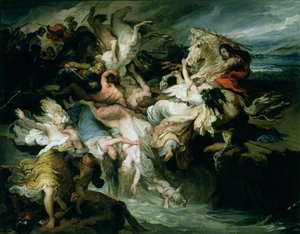 The Defeat of the Teutons and the Cimbri av Gaius Marius (ca. 157-86 f.Kr.) (olje på papir på lerret)