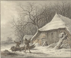Vinterlandskap med en gård nær Voorbroek i Terborg